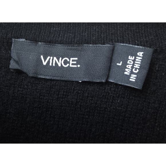 VINCE Cashmere Wool Trimless Pullover Sweater Black White Size L - Picture 6 of 6